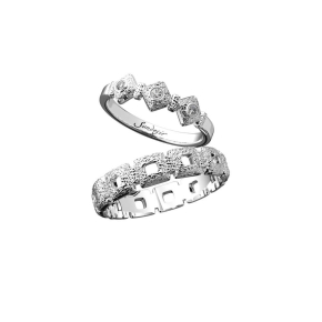 Кольцо Персиковая косточка, бриллианты, золото 585 пробы - Amorem