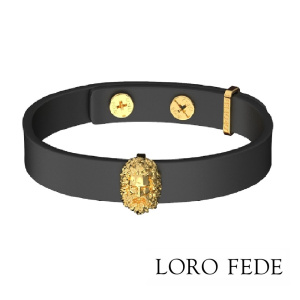 Сет - медальон LORO FEDE Зевс, золото 585 и браслет из натуральной кожи