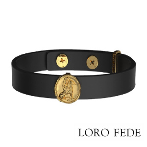 Сет - медальон LORO FEDE Грифон, золото 585 и браслет из натуральной кожи