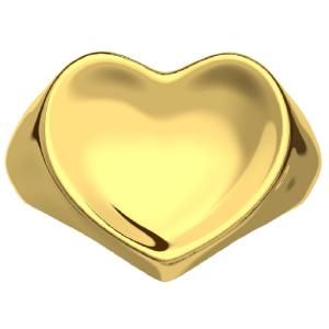 Кольцо-печатка Сердечко, золото 585 - Amorem