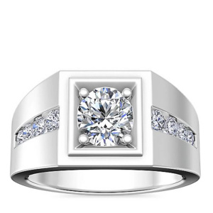 Мужское помолвочное кольцо Солидность, золото 585 и бриллиант - Amorem