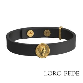 Сет - медальон LORO FEDE Аврелий, золото 585 и браслет из натуральной кожи