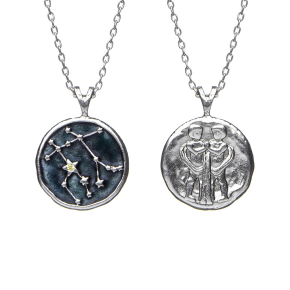 Кулон, Знак зодиака Близнецы на цепочке, серебро 925 - Amorem