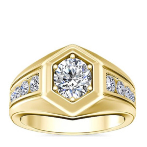 Мужское помолвочное кольцо Гордость, золото 585 и бриллианты - Amorem