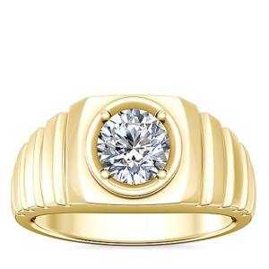 Мужское помолвочное кольцо Джентельмен, золото 585 и бриллиант - Amorem