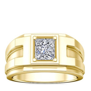 Мужское помолвочное кольцо Структура, золото 585 и бриллиант - Amorem