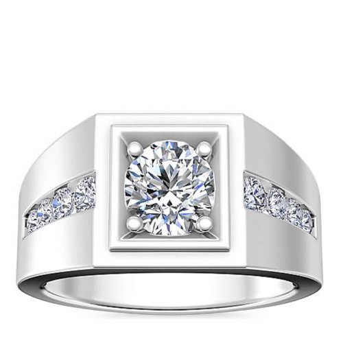 Мужское помолвочное кольцо Солидность, золото 585 и бриллиант - Amorem фото 1 Аmorem