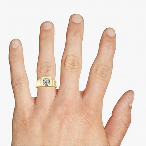 Мужское помолвочное кольцо Джентельмен, золото 585 и бриллиант - Amorem фото 4 Аmorem