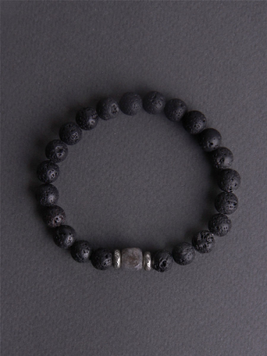 Мужской браслет "Labradorite" из вулканической лавы и лабрадора - Amorem фото 1 Аmorem