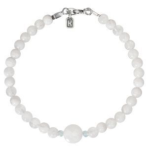 Браслет из лунного камня, аквамарина и серебра 925