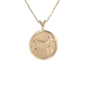 Кулон, Знак зодиака Овен на цепочке, бриллиант, золото 585