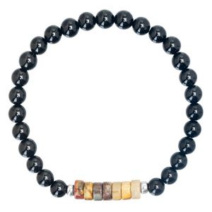 Браслет "Success" из черного агата, яшмы и серебра 925