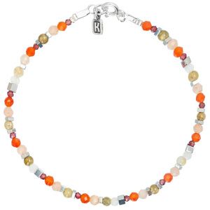 Браслет "Four seasons" из сердолика, лунного камня, граната, солнечного камня, гематита и серебра 925