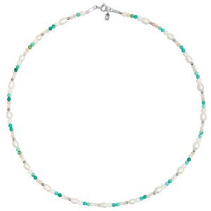 Колье "Sea of love" из жемчуга, бирюзы, опала и серебро 925