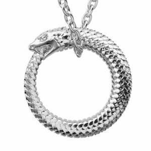 Кулон на цепи Уроборос, серебро 925 — символ вечного движения и непрерывного роста 