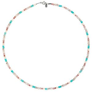 Колье "Four seasons" из жемчуга, амазонита, турмалина, розового кварца и серебра 925