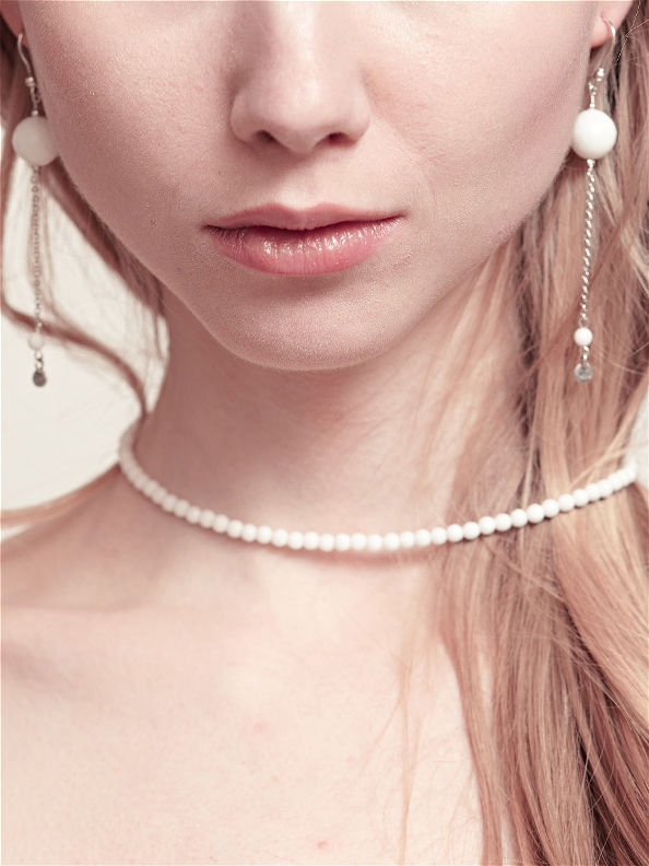 

Серьги-цепи из белого агата Pure white