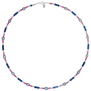 Колье "Style" из серого жемчуга, лазурита, гематита, розовой шпинели и серебра 925