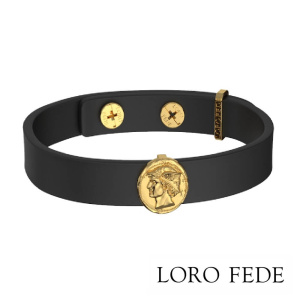 Сет - медальон LORO FEDE Меркурий, золото 585 и браслет из натуральной кожи