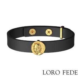 Сет - медальон LORO FEDE Илон Маск, золото 585 и браслет из натуральной кожи