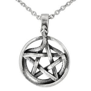 Кулон на цепи Пентакль со змеёй малый, серебро 925  — символ защиты, гармонии и глубокой внутренней трансформации - Amorem