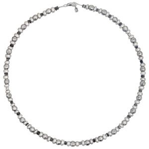 Колье "Silver Surfer" из серого жемчуга, гематита и серебра 925