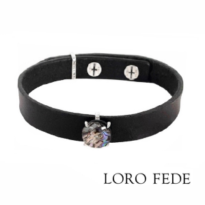 Сет - медальон LORO FEDE Бодрость, перламутр, серебро 925 и браслет из натуральной кожи