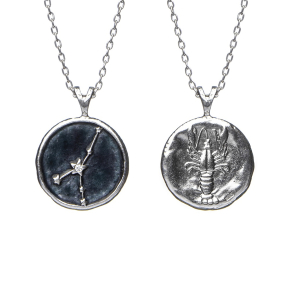 Кулон, Знак зодиака Рак на цепочке, серебро 925