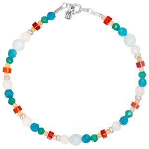 Браслет "Marrakesh" из аквамарина, сердолика, лунного камня, цитрина, хризопраза, апатита и серебра 925