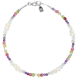 Браслет "Berry Mix" из жемчуга,аметиста, хризоколлы, лунного камня, турмалина и серебра 925