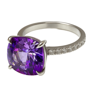 Кольцо Лаванда, розовый гранат, фианиты и серебро 925 - Amorem