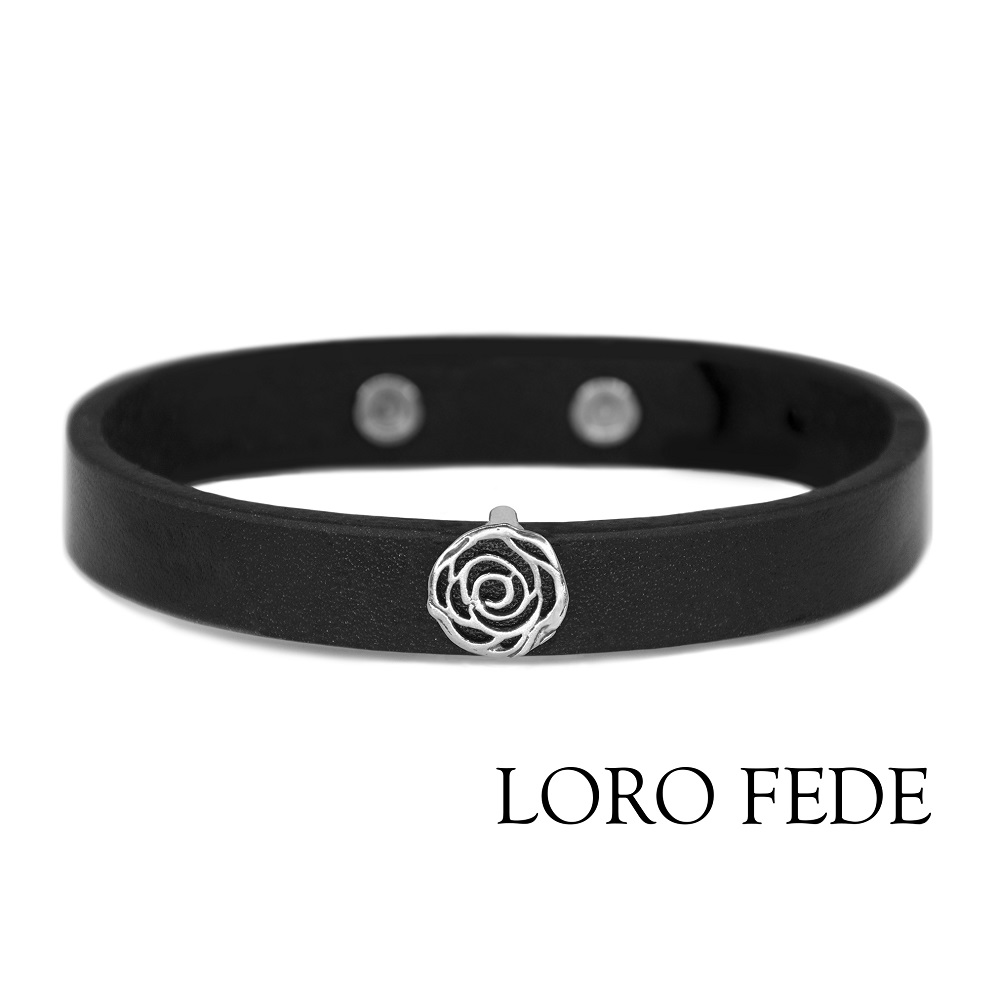 

Медальон Во имя Розы на браслет из кожи, серебро 925