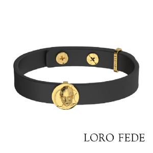 Сет - медальон LORO FEDE Стив Джобс,золото 585 и браслет из натуральной кож