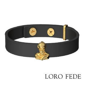 Сет - медальон LORO FEDE Сарацин, золото 585 и браслет из натуральной кожи