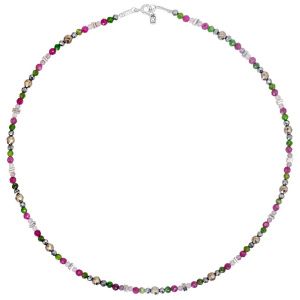 Колье "Потенциал" из рубина, нефрита, гематита, марказита, аметиста, пирита и серебра 925