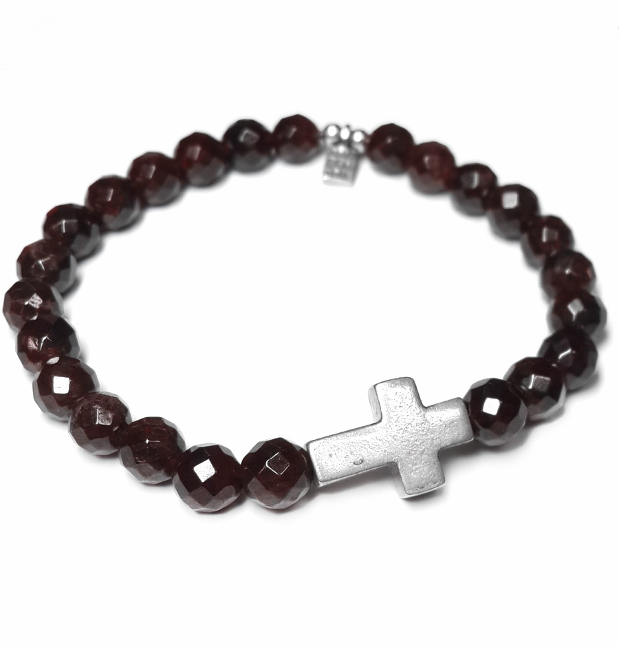

Браслет из граната Крест (Cross), серебро 925
