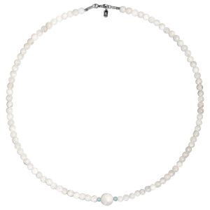 Колье из лунного камня и аквамарина и серебра 925