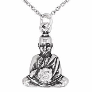 Кулон на цепи Путь Тишины с фианитом, серебро 925 — символ внутреннего покоя и ясности ума 