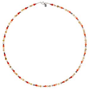 Колье "Four seasons" из сердолика, лунного камня, граната, солнечного камня, гематита и серебра 925