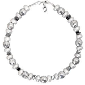 Браслет "Silver Surfer" из серого жемчуга, гематита и серебра 925