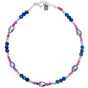 Браслет "Style" из жемчуга, лазурита, гематита и серебра 925