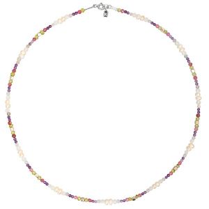 Колье "Berry Mix" из жемчуга,аметиста, хризоколлы, лунного камня, турмалина и серебра 925