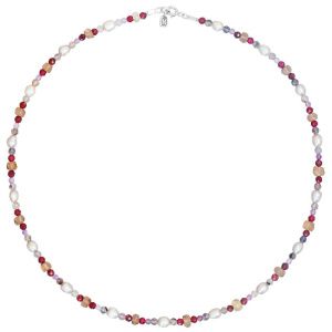 Колье "Elegant" из аметиста, граната, топаза, серого жемчуга и серебра 925