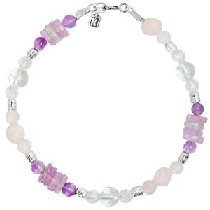 Браслет "Princess" из аметиста, розового кварца, горного хрусталя и серебра 925