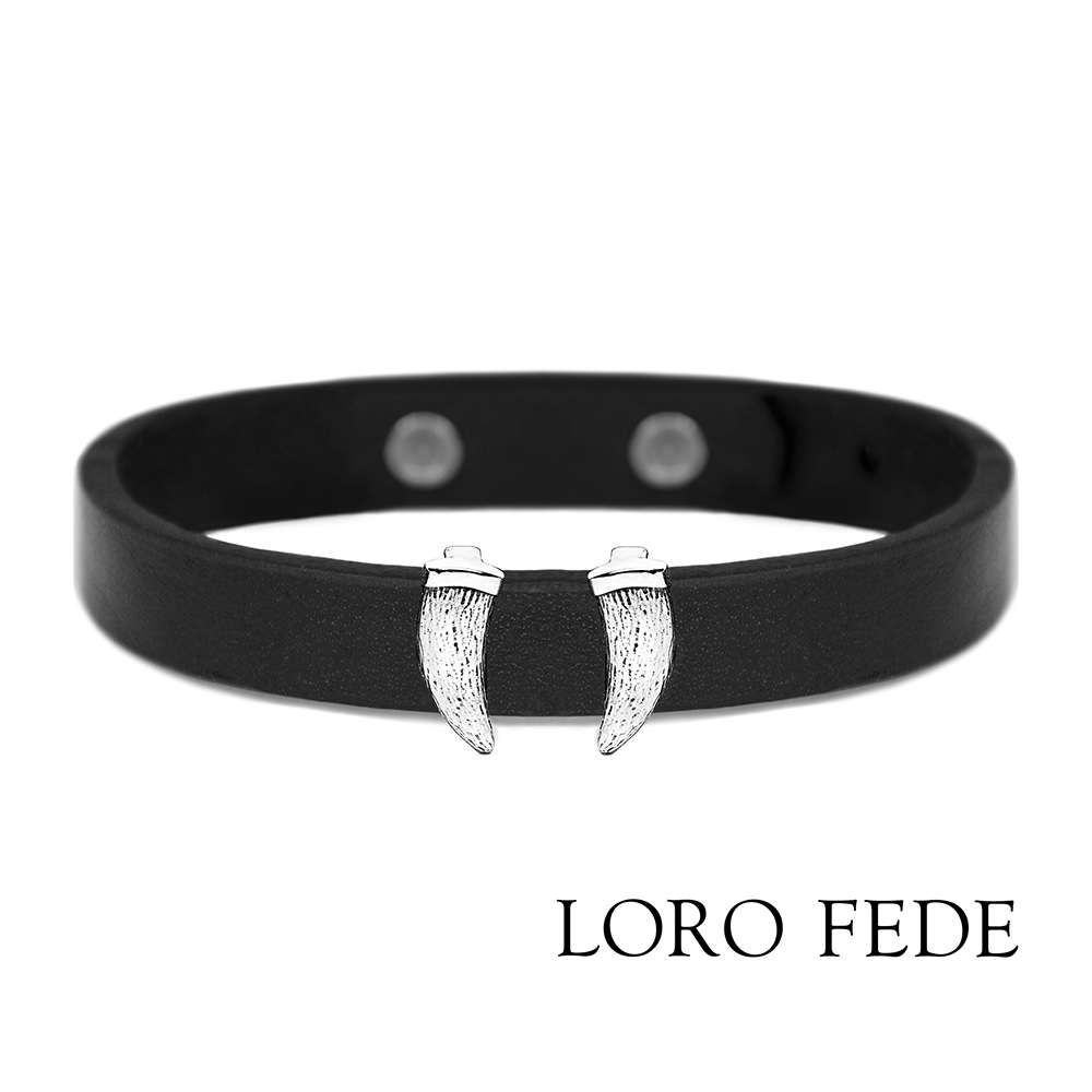 

Сет - медальоны LORO FEDE Клыки, серебро 925 и браслет из натуральной кожи