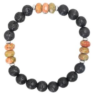 Браслет "Hope" из зелёной яшмы, вулканической лавы и серебра 925