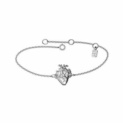 Браслет Анатомическое сердце на цепи, серебро 925