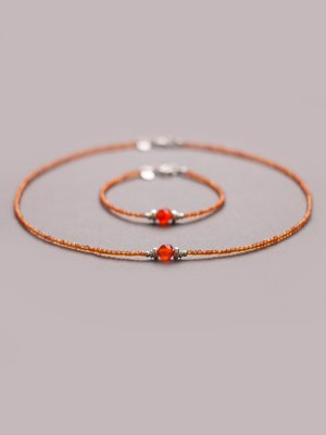 Колье из сердолика и серебра 