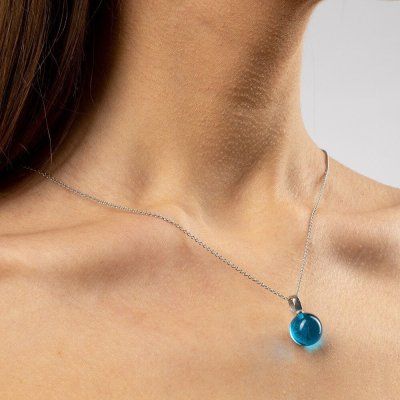 Кулон Небо, голубой топаз 12 мм, серебро 925