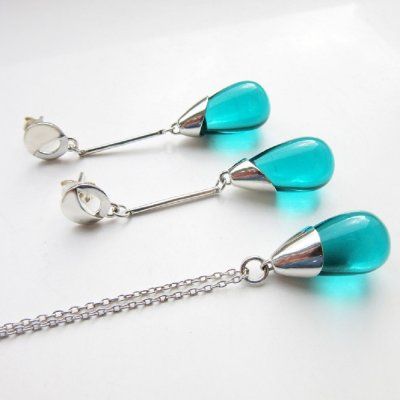 Кулон Капля моря, турмалин параиба 19 мм, серебро 925